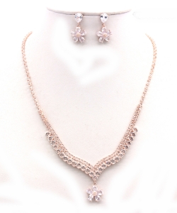 Crystal Rhinestone Jewelry Set for Women NB300623 ROSEGOLD CL